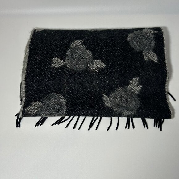 Elegant Black and Gray Floral Scarves - Picture 2 of 3